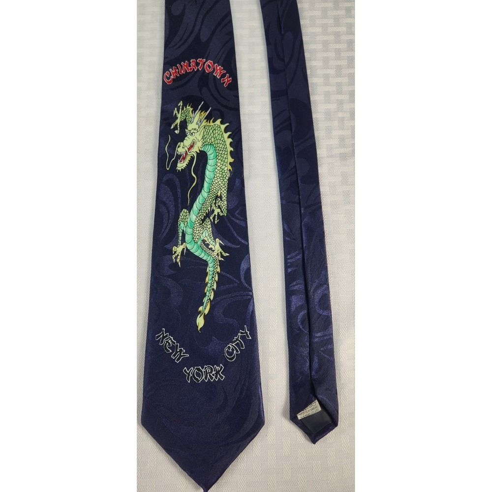 Chinatown New York Asian Dragon Silk Art Neck Tie Streetwear‎